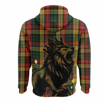 Buchanan Tartan Family Crest Hoodie Crowned Lion Roaring