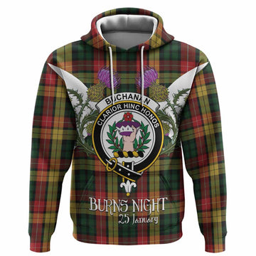 Buchanan Tartan Family Crest Hoodie Scottish Burns Night Thistle Floral