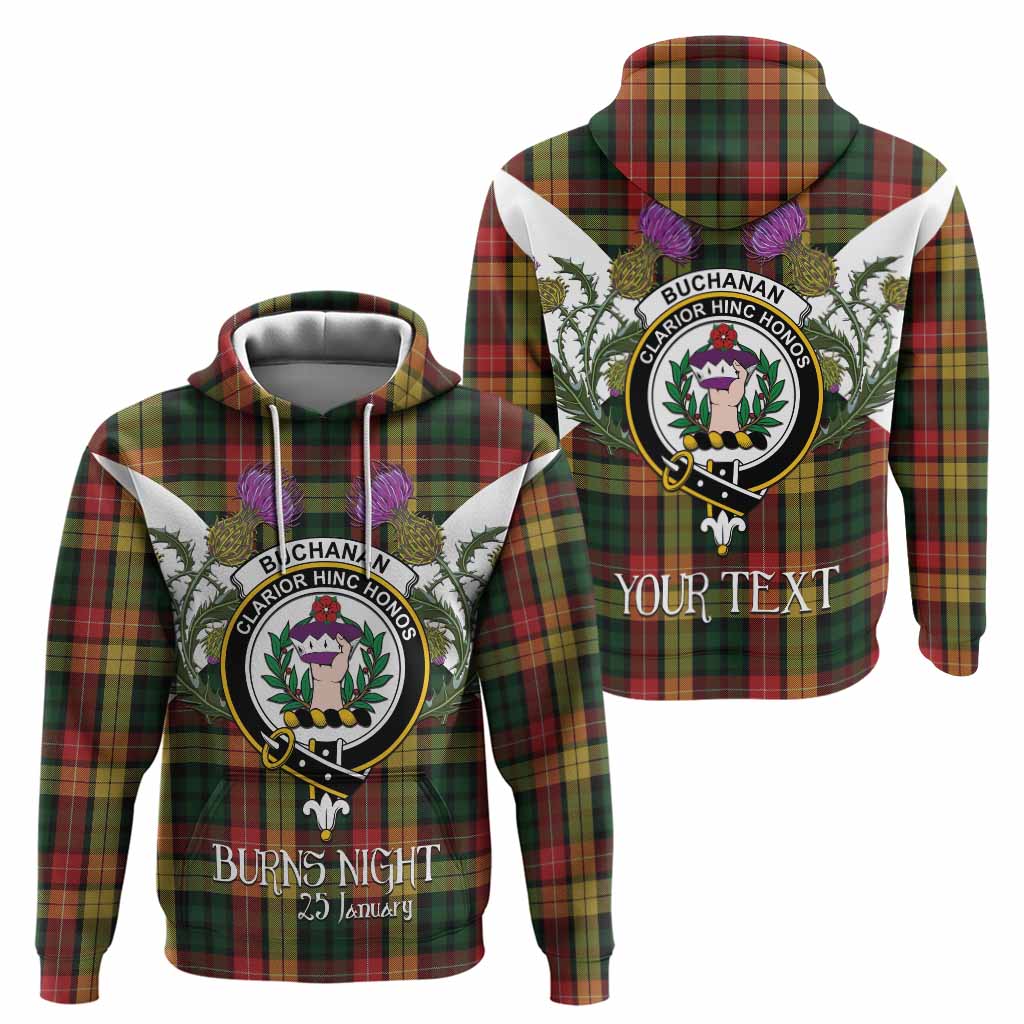 Buchanan Tartan Family Crest Hoodie Scottish Burns Night Thistle Floral