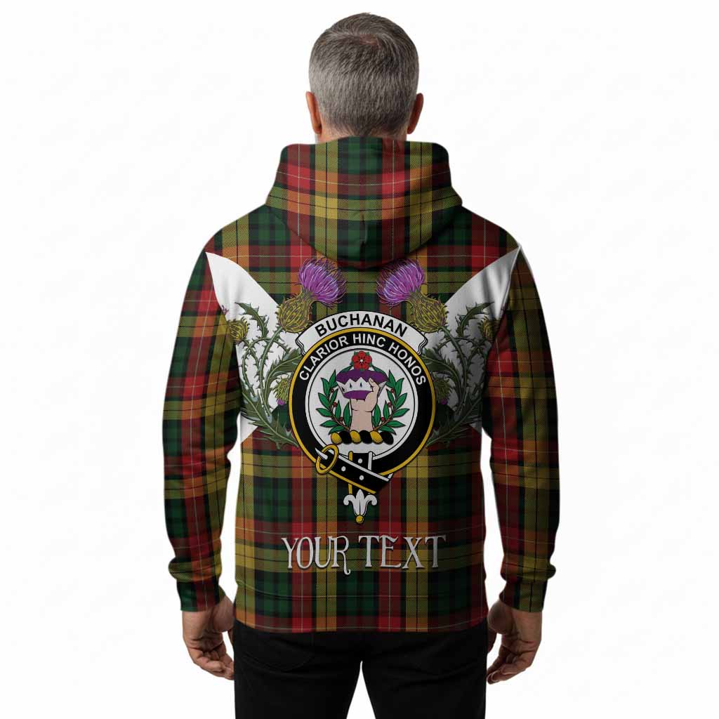 Buchanan Tartan Family Crest Hoodie Scottish Burns Night Thistle Floral
