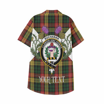 Buchanan Tartan Family Crest Kid Hawaiian Shirt Scottish Burns Night Thistle Floral