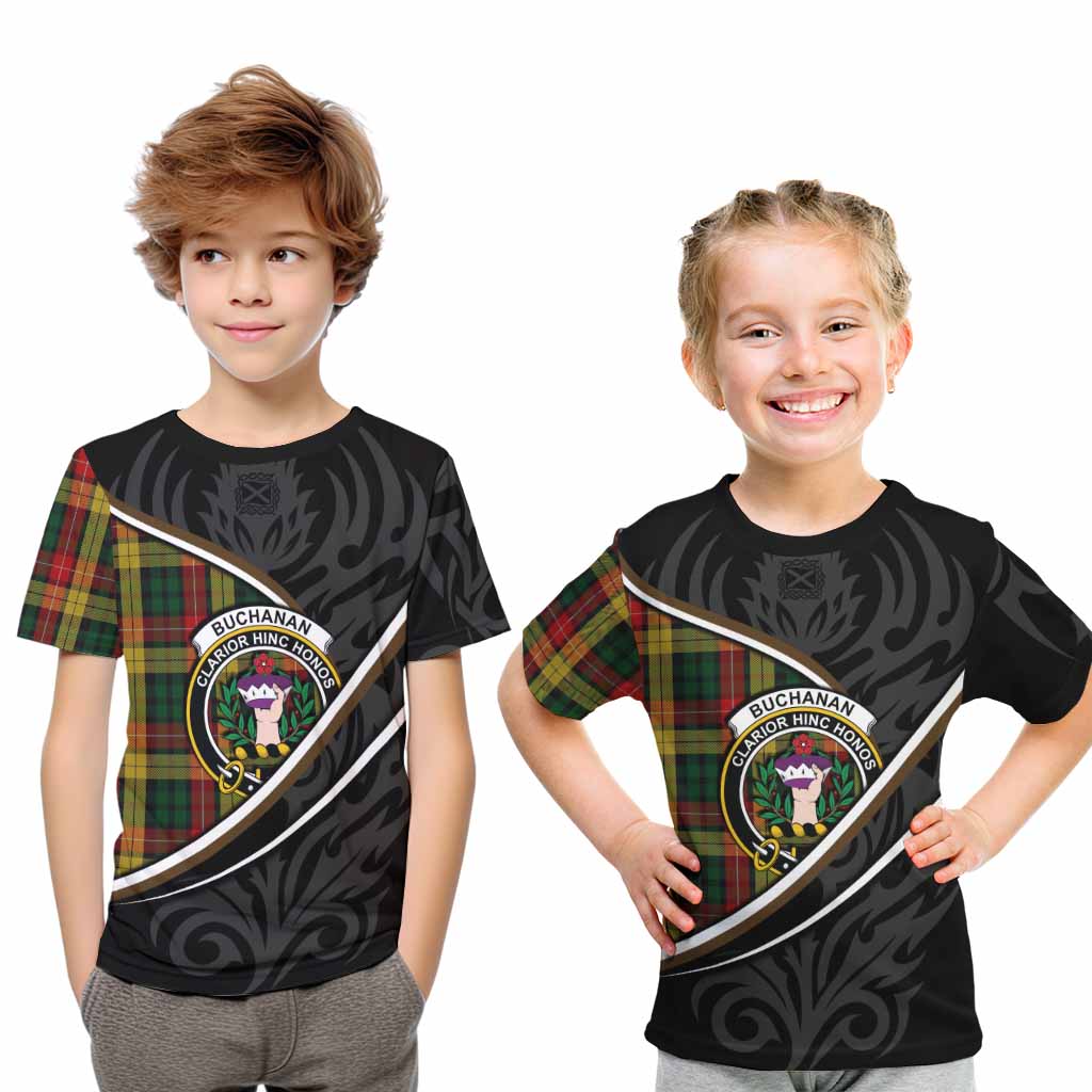 Buchanan Tartan Family Crest Kid T-shirt Celtic Scottish Thistle Floral - Tartan Vibes Clothing