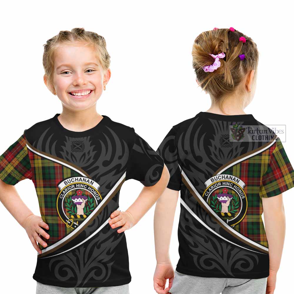 Buchanan Tartan Family Crest Kid T-shirt Celtic Scottish Thistle Floral - Tartan Vibes Clothing