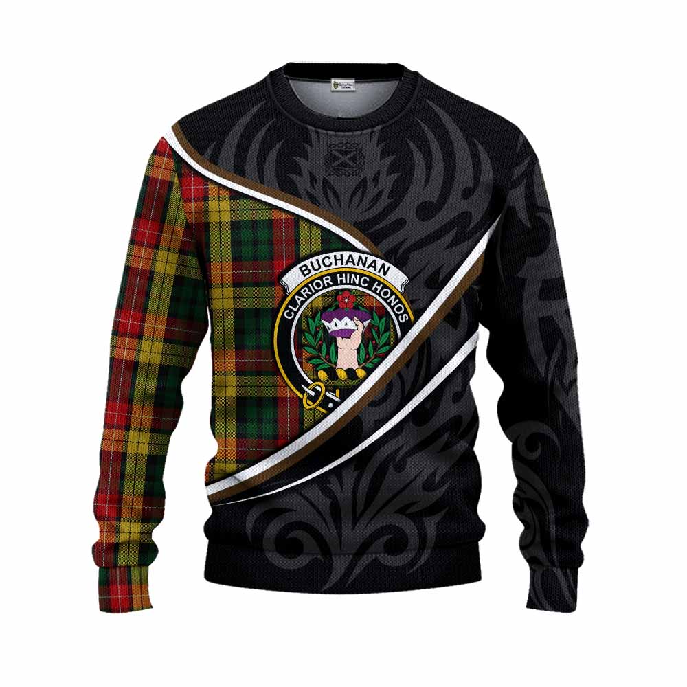 Buchanan Tartan Family Crest Knitted Sweater Celtic Scottish Thistle Floral - Tartan Vibes Clothing