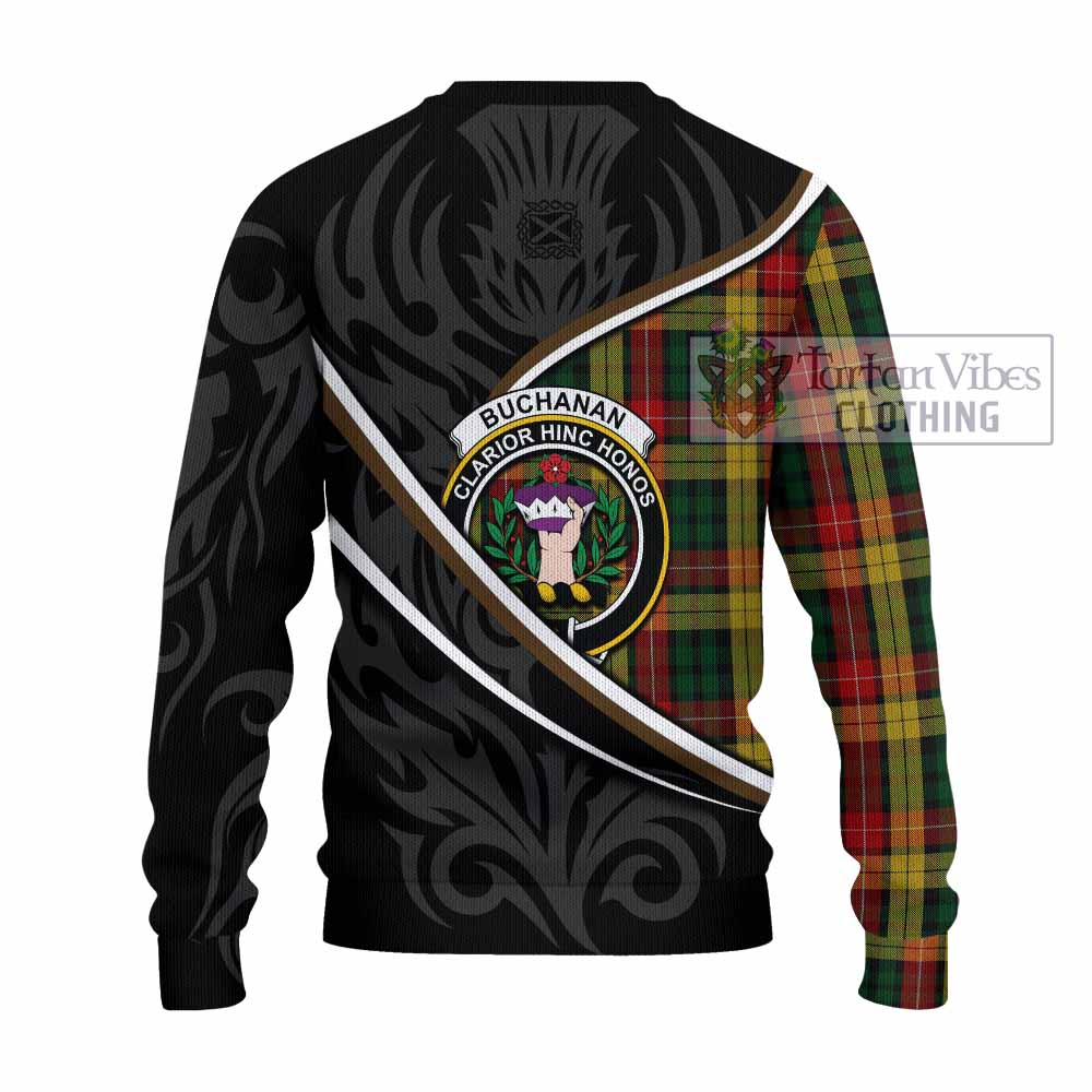 Buchanan Tartan Family Crest Knitted Sweater Celtic Scottish Thistle Floral - Tartan Vibes Clothing