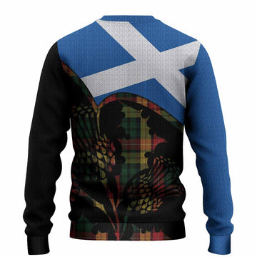 Buchanan Tartan Family Crest Knitted Sweater Scotland Thistle Floral Flag Style