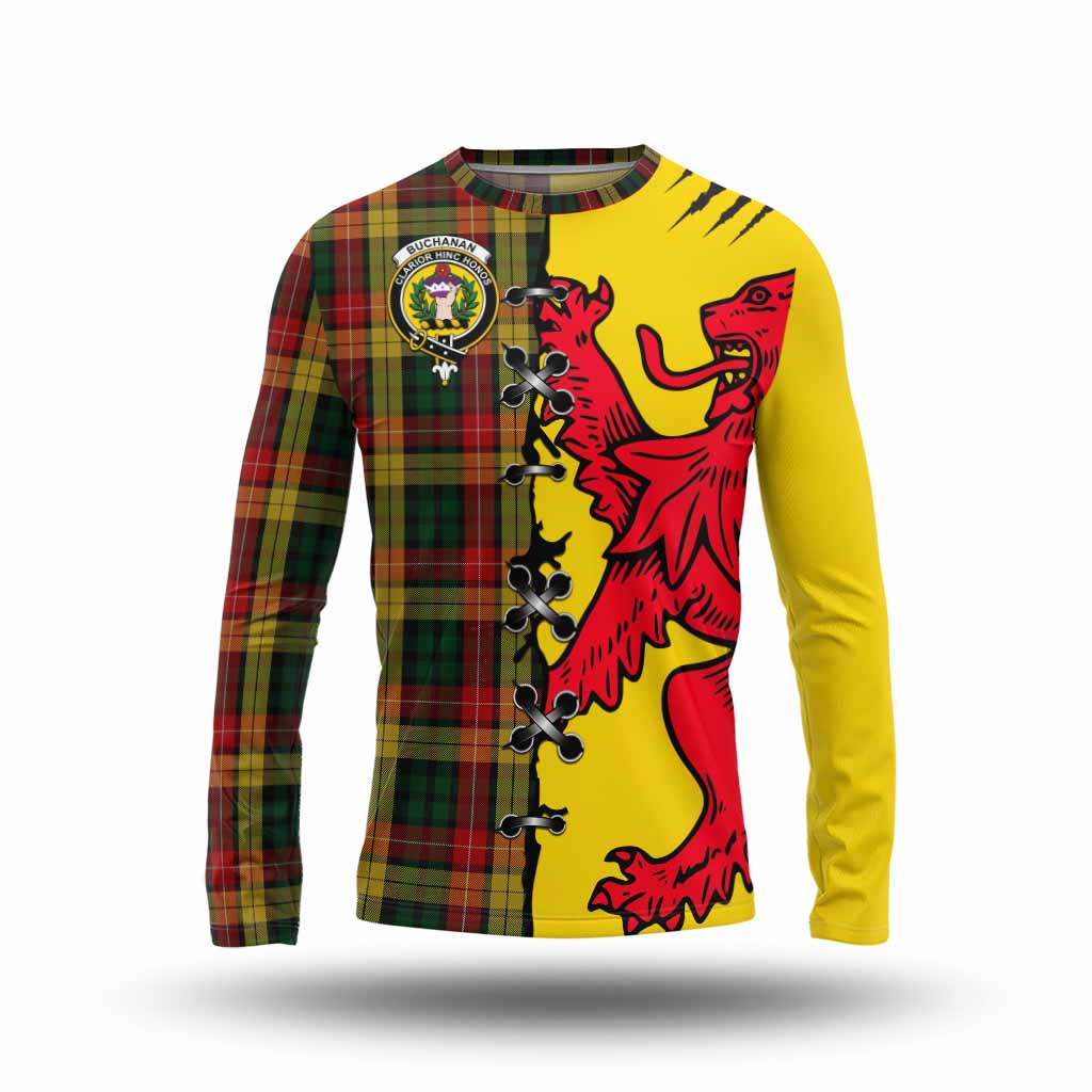 Buchanan Tartan Family Crest Long Sleeve T-Shirt Lion Rampant Honor - Tartan Vibes Clothing