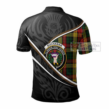 Buchanan Tartan Family Crest Polo Shirt Celtic Scottish Thistle Floral