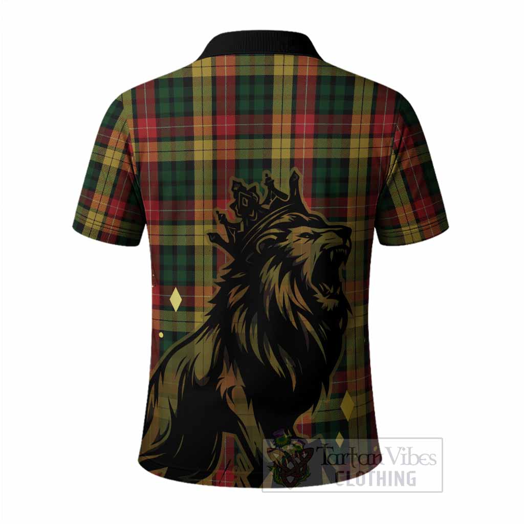 Buchanan Tartan Family Crest Polo Shirt Crowned Lion Roaring