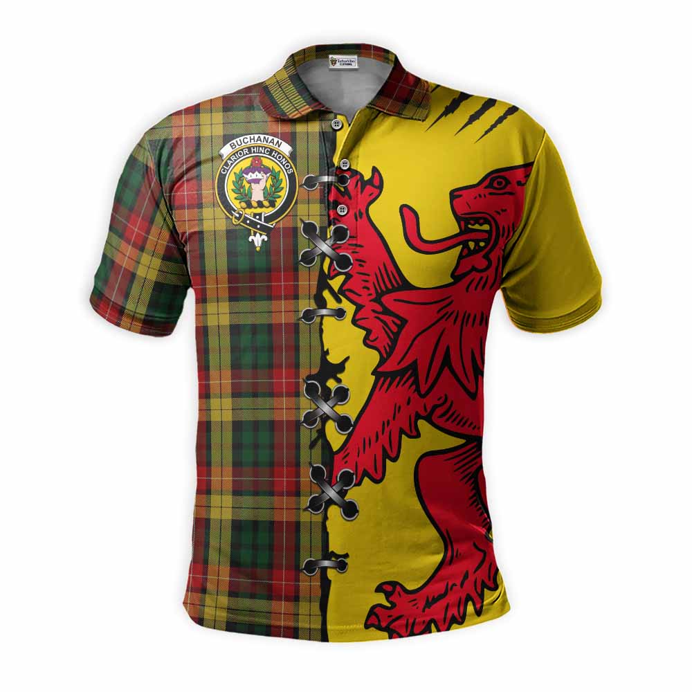 Buchanan Tartan Family Crest Polo Shirt Lion Rampant Honor - Tartan Vibes Clothing