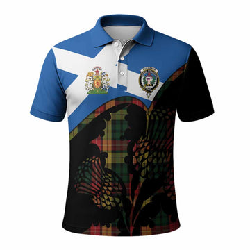 Buchanan Tartan Family Crest Polo Shirt Scotland Thistle Floral Flag Style
