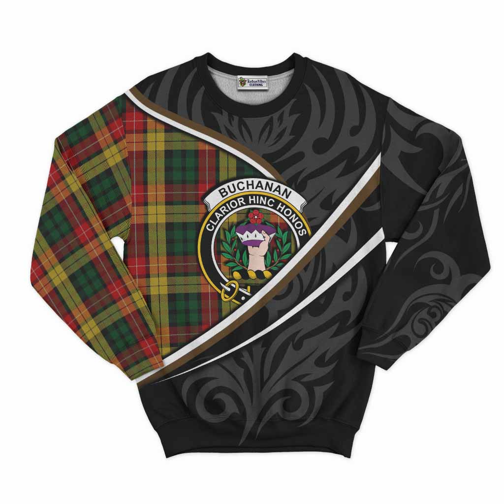 Buchanan Tartan Family Crest Sweatshirt Celtic Scottish Thistle Floral - Tartan Vibes Clothing