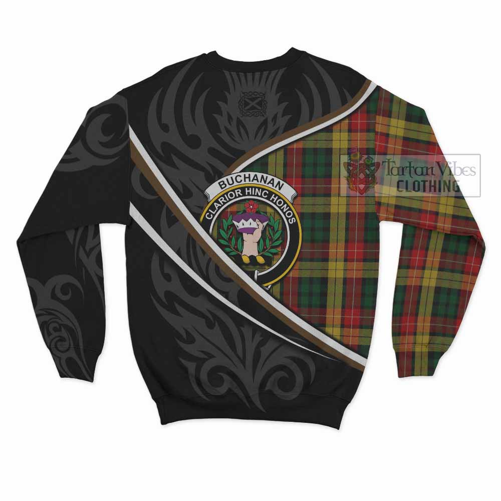 Buchanan Tartan Family Crest Sweatshirt Celtic Scottish Thistle Floral - Tartan Vibes Clothing