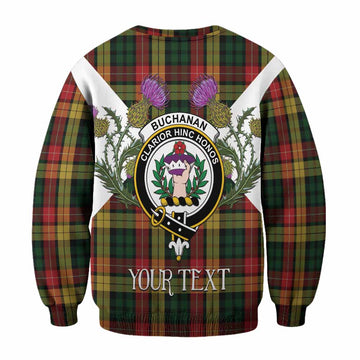 Buchanan Tartan Family Crest Sweatshirt Scottish Burns Night Thistle Floral