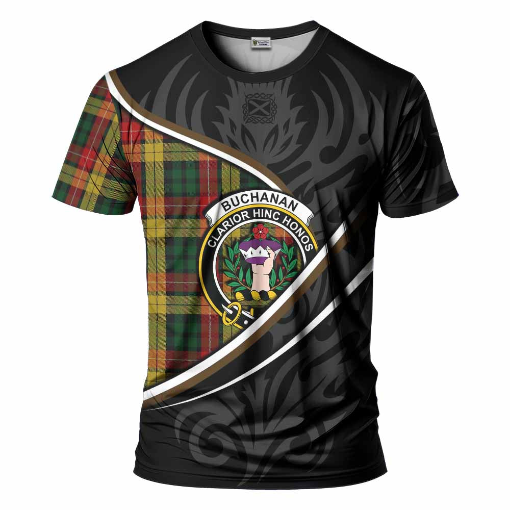 Buchanan Tartan Family Crest T-shirt Celtic Scottish Thistle Floral - Tartan Vibes Clothing