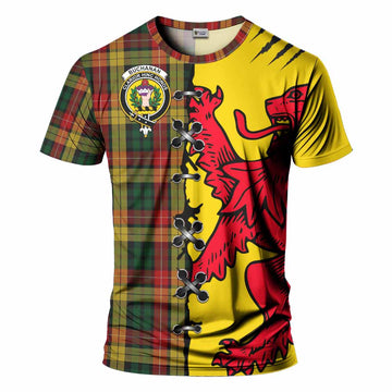 Buchanan Tartan Family Crest T-shirt Lion Rampant Honor - Tartan Vibes Clothing