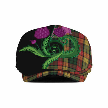 Buchanan Tartan Flat Cap, Jeff Cap Traditional Scottish Thistle