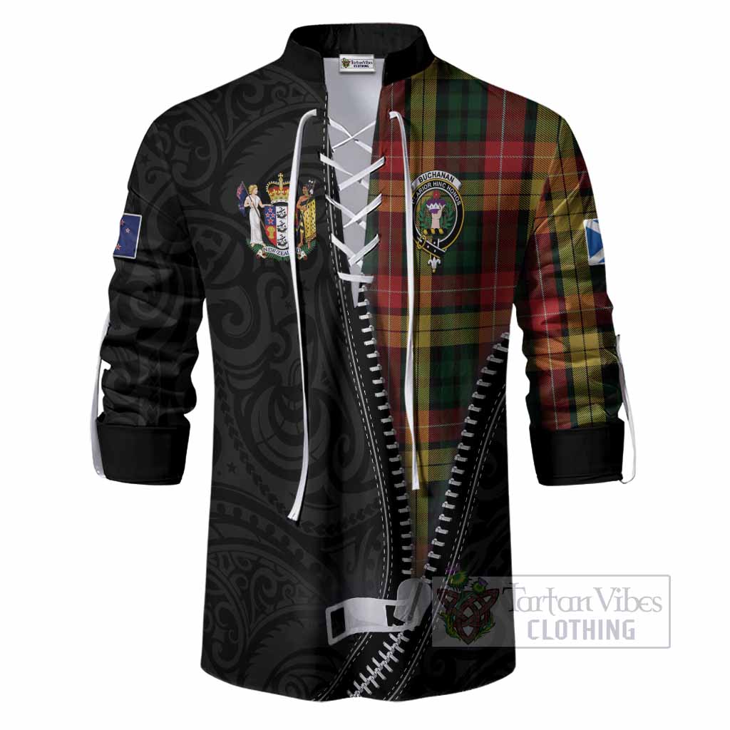 Buchanan Tartan Ghillie Shirt New Zealand Pattern Unique Zipper Stylized