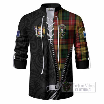 Buchanan Tartan Ghillie Shirt New Zealand Pattern Unique Zipper Stylized