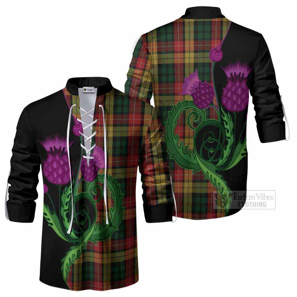Buchanan Tartan Ghillie Shirt Traditional Scottish Thistle