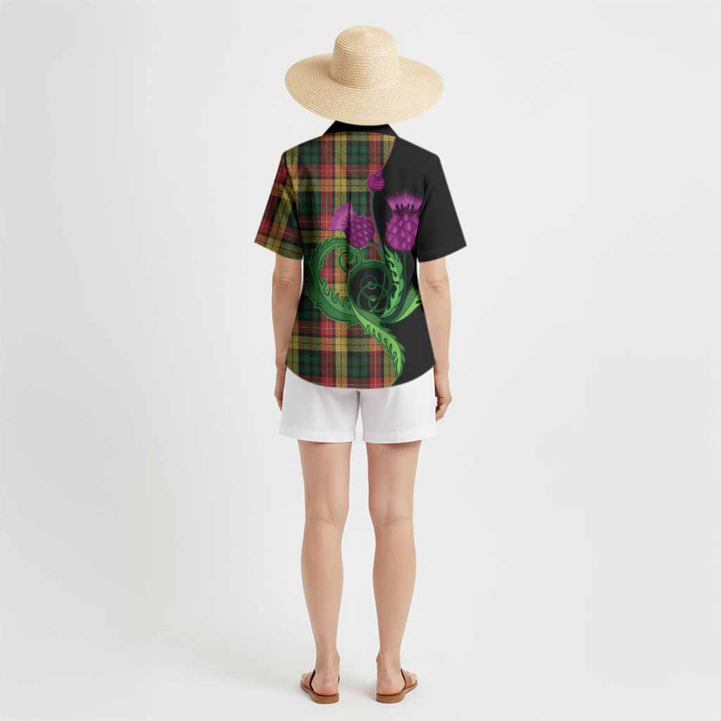 Buchanan Tartan Hawaiian Shirt Traditional Scottish Thistle