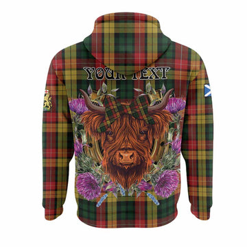Buchanan Tartan Hoodie Scottish Thistle Heilan Coo
