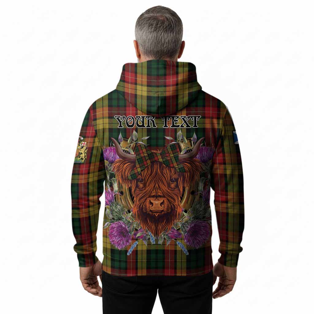 Buchanan Tartan Hoodie Scottish Thistle Heilan Coo
