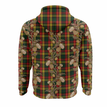 Buchanan Tartan Hoodie Seamless Scottish Thistle Flowers