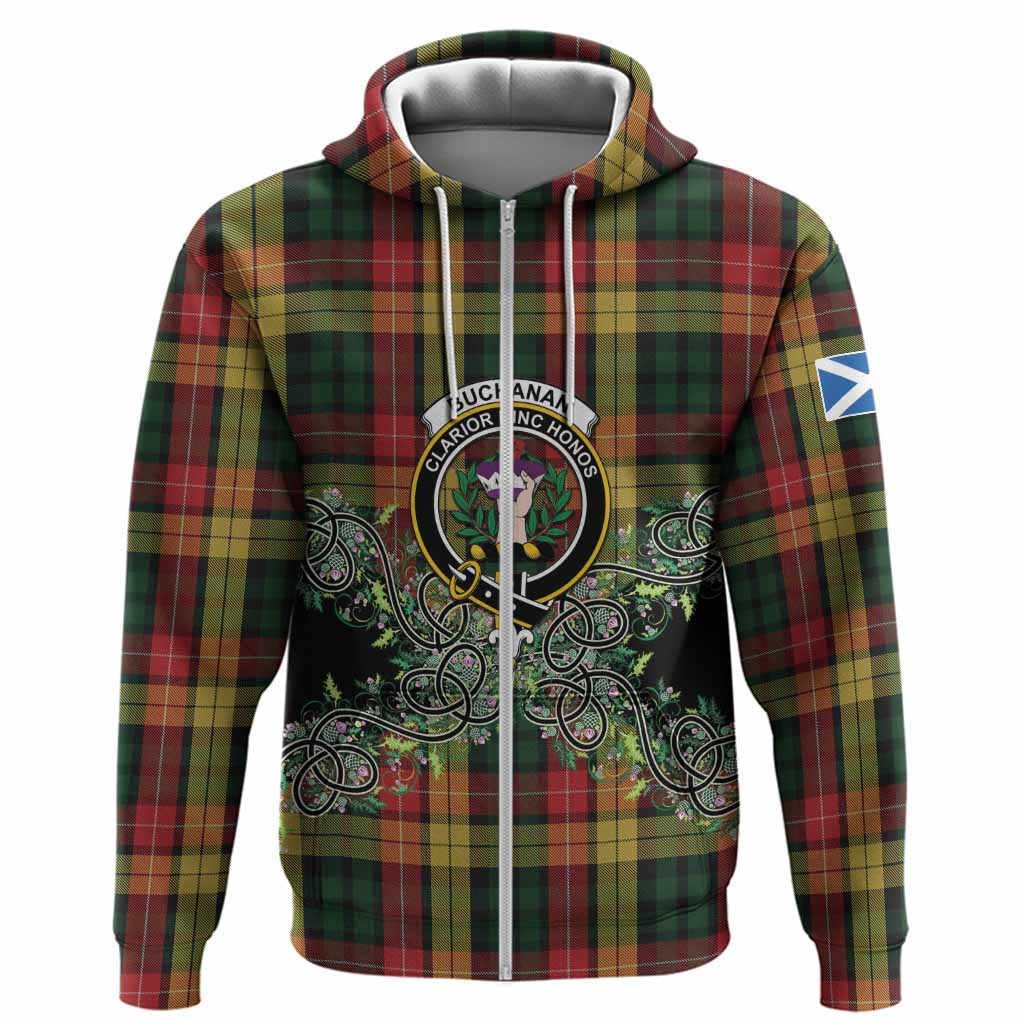 Buchanan Tartan Hoodie Thistle Scottish Spirit