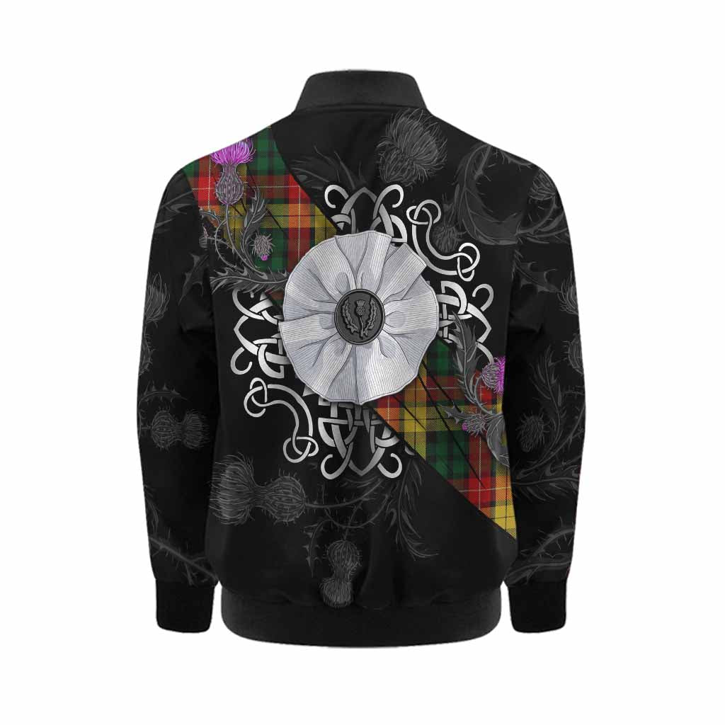 Buchanan Tartan Kid Bomber Jacket Jacobite White Rose Kid - Tartan Vibes Clothing