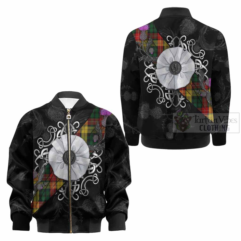 Buchanan Tartan Kid Bomber Jacket Jacobite White Rose - Tartan Vibes Clothing