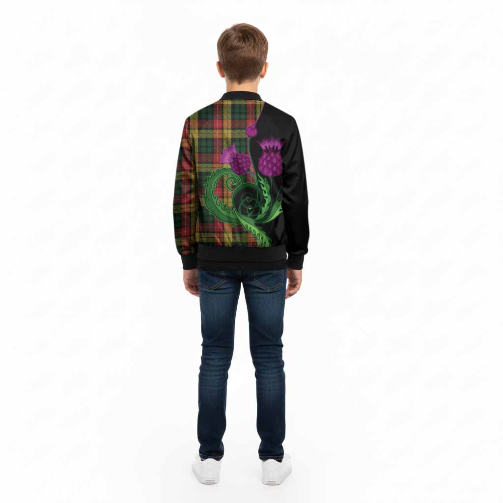 Buchanan Tartan Kid Bomber Jacket Traditional Scottish Thistle