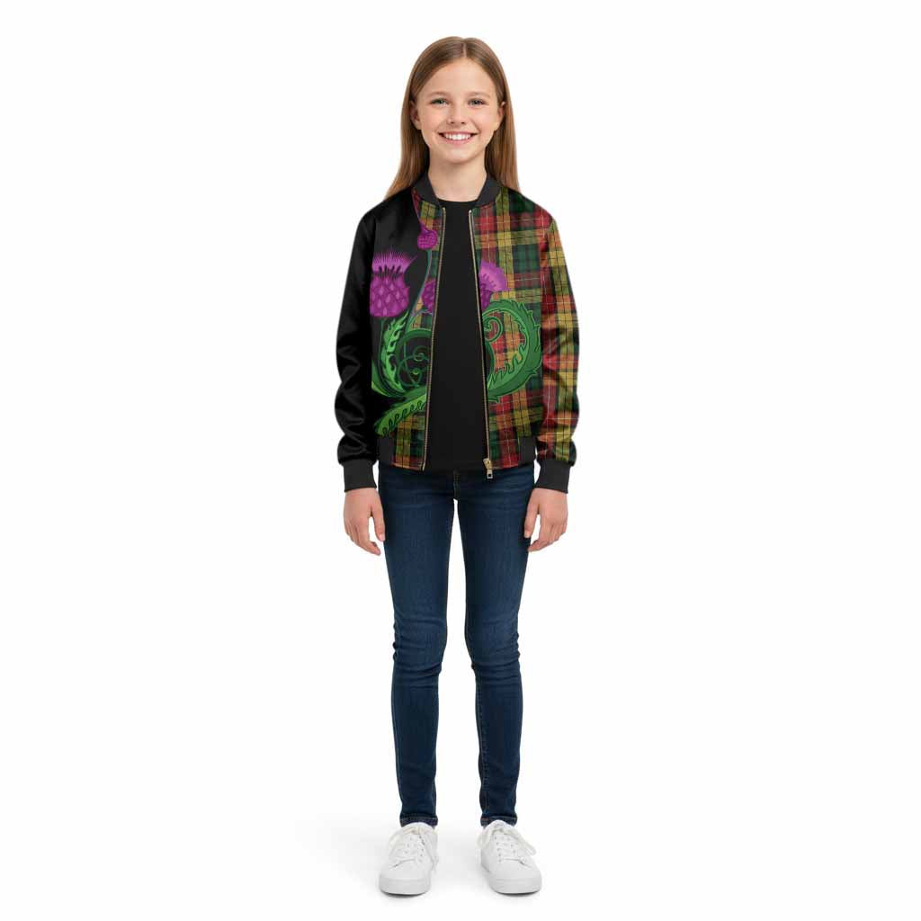 Buchanan Tartan Kid Bomber Jacket Traditional Scottish Thistle