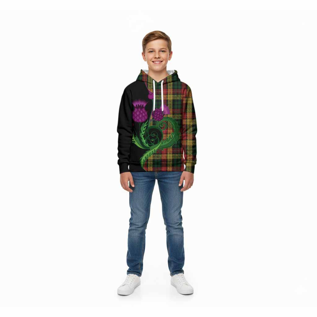 Buchanan Tartan Kid Hoodie Traditional Scottish Thistle