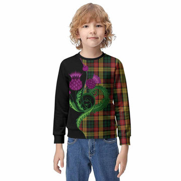 Buchanan Tartan Kid Knitted Sweatshirt Traditional Scottish Thistle