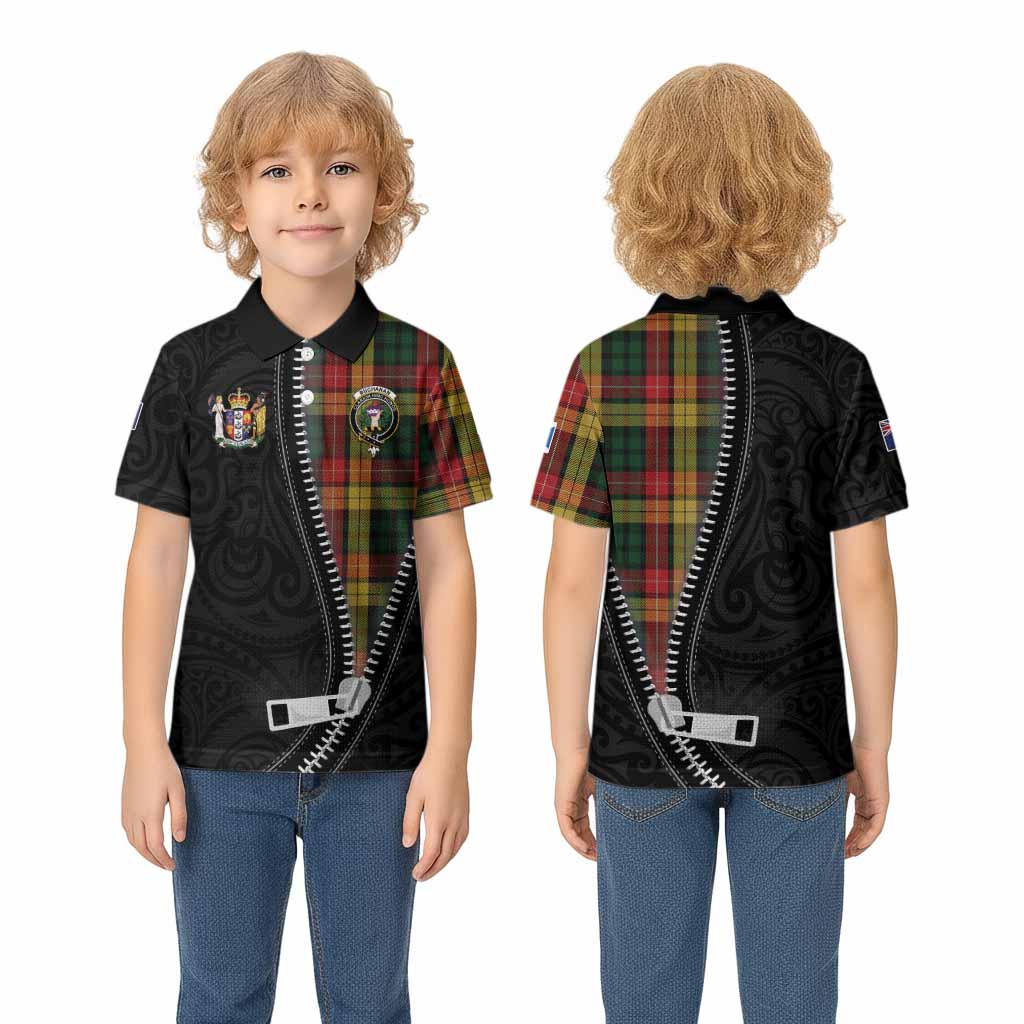 Buchanan Tartan Kid Polo Shirt New Zealand Pattern Unique Zipper Stylized