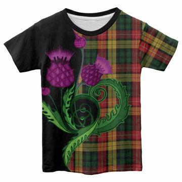 Buchanan Tartan Kid T-shirt Traditional Scottish Thistle