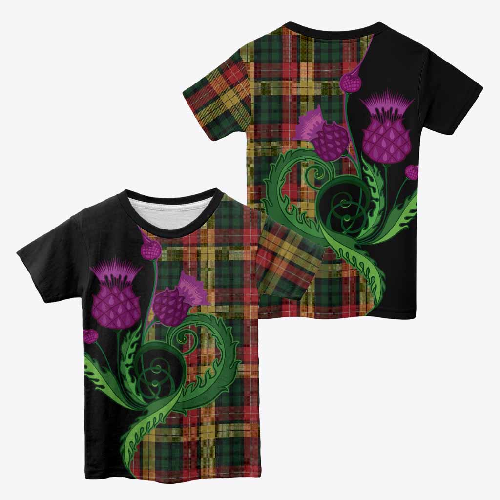 Buchanan Tartan Kid T-shirt Traditional Scottish Thistle