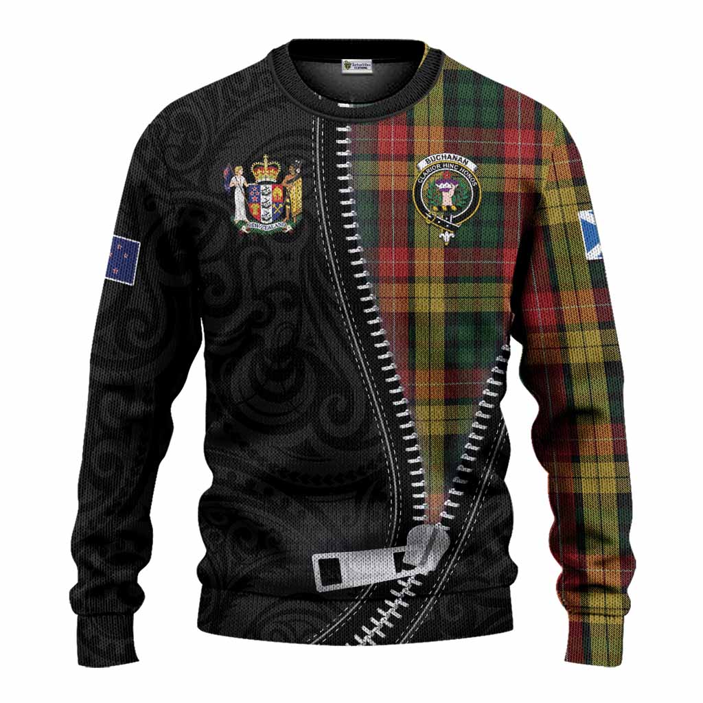 Buchanan Tartan Knitted Sweater New Zealand Pattern Unique Zipper Stylized