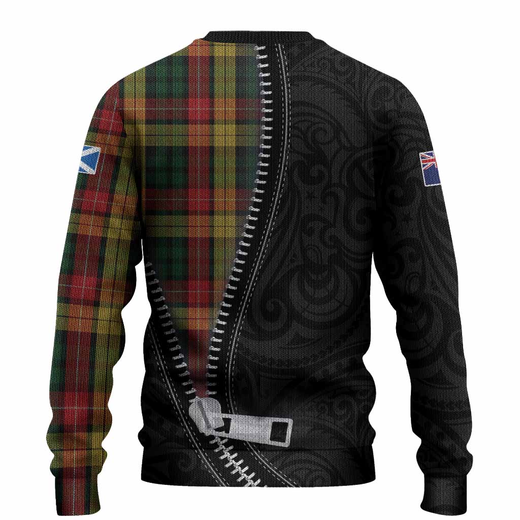 Buchanan Tartan Knitted Sweater New Zealand Pattern Unique Zipper Stylized