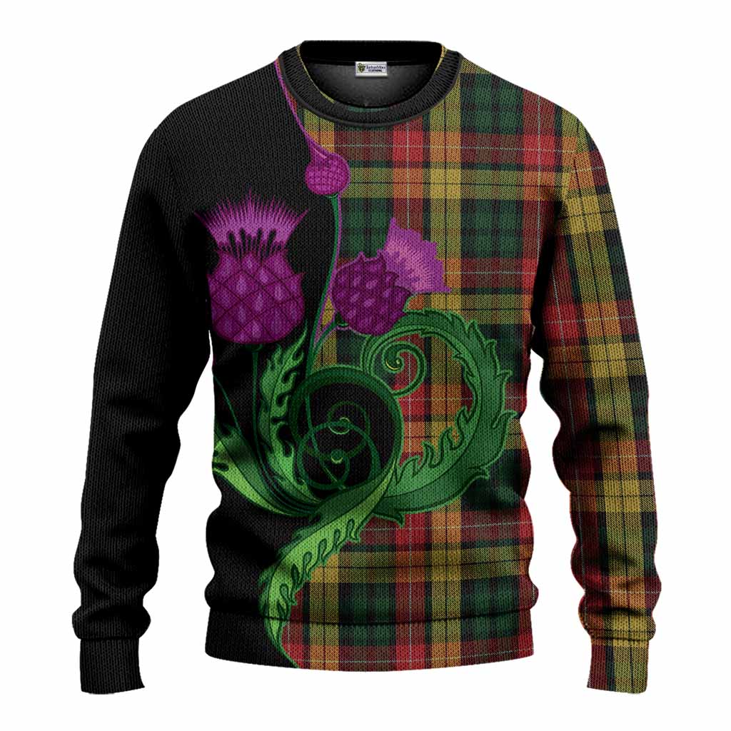 Buchanan Tartan Knitted Sweater Traditional Scottish Thistle