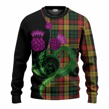Buchanan Tartan Knitted Sweater Traditional Scottish Thistle