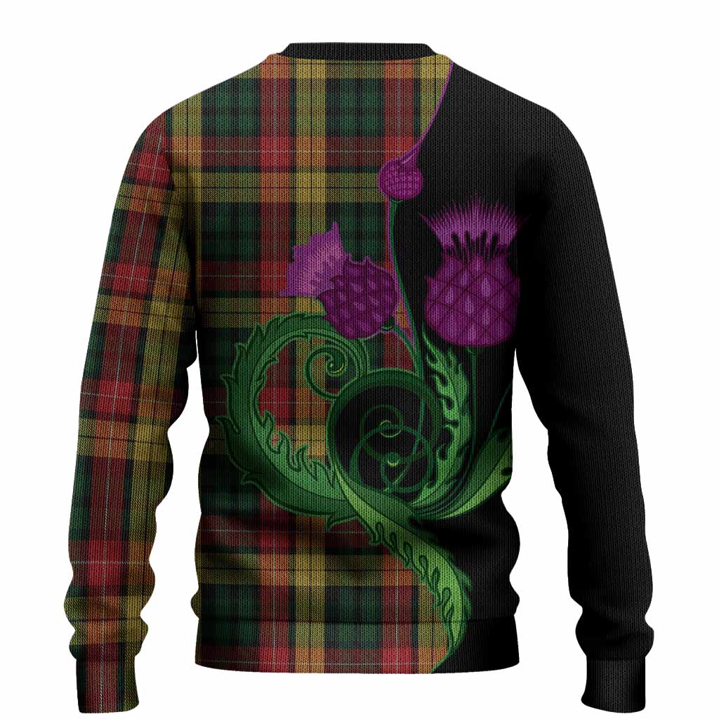 Buchanan Tartan Knitted Sweater Traditional Scottish Thistle