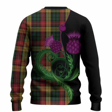 Buchanan Tartan Knitted Sweater Traditional Scottish Thistle