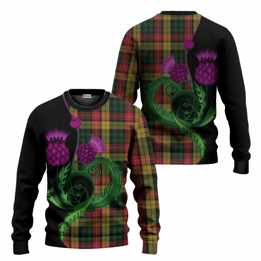 Buchanan Tartan Knitted Sweater Traditional Scottish Thistle