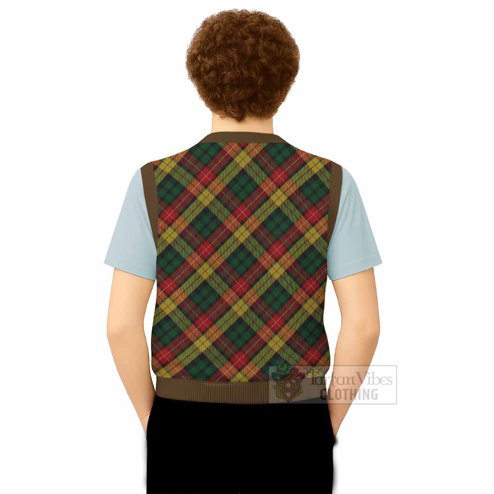 Buchanan Tartan  Knitted V-Neck Vest Cross Style