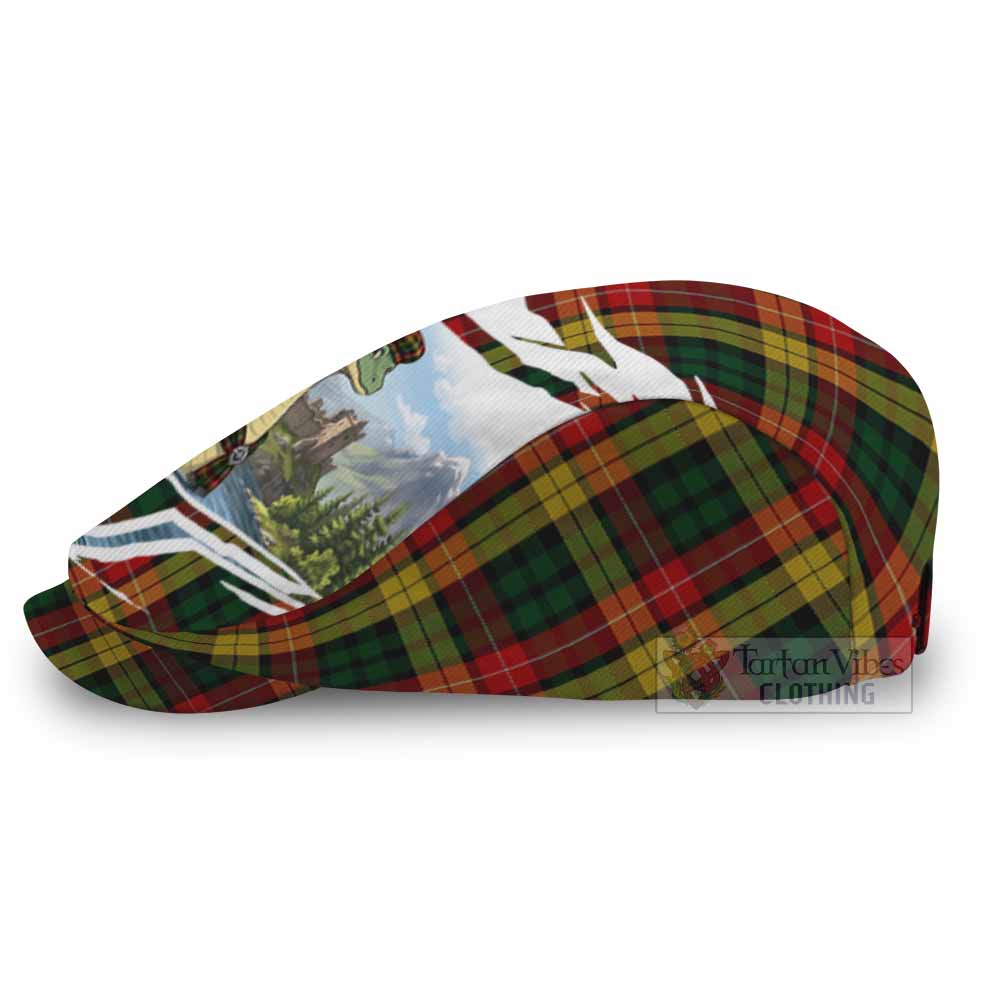 Buchanan Tartan Loch Ness Monster Scottish Heritage Art Flat Cap, Jeff Cap