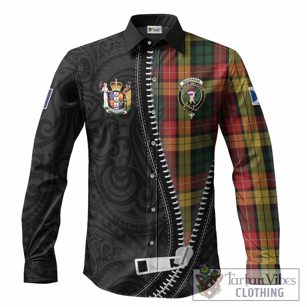 Buchanan Tartan Long Sleeve Button Shirts New Zealand Pattern Unique Zipper Stylized