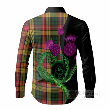 Buchanan Tartan Long Sleeve Button Shirts Traditional Scottish Thistle