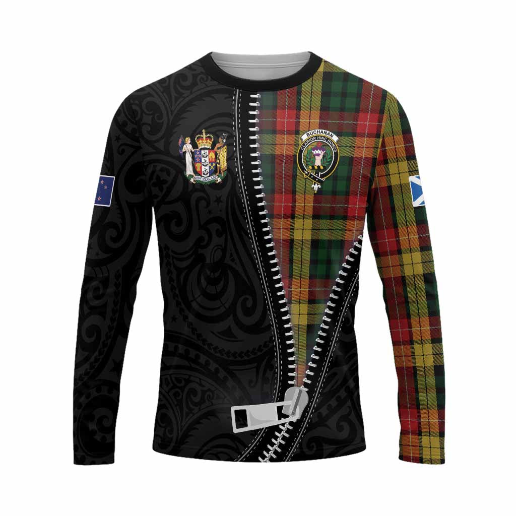Buchanan Tartan Long Sleeve T-Shirt New Zealand Pattern Unique Zipper Stylized